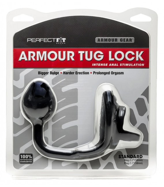 Armour Tog Lock Anillo on Plug Anal Negro Perfect Fit