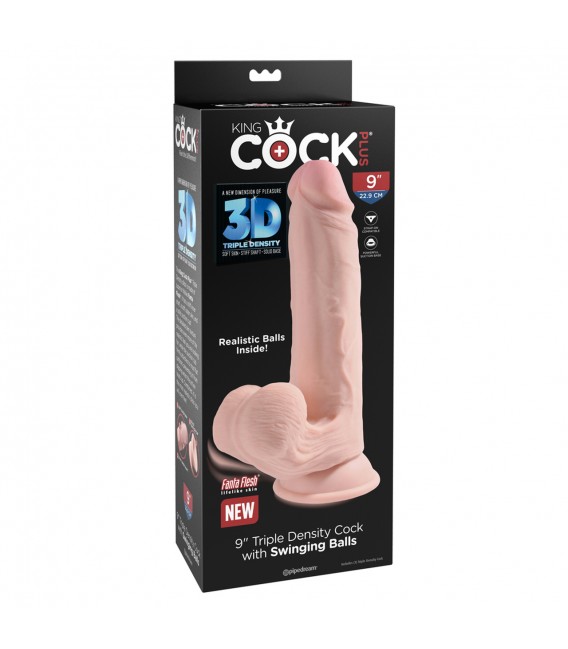 King Cock Plus Triple Densidad Dildo realista con Bolas Oscilantes y Ventosa