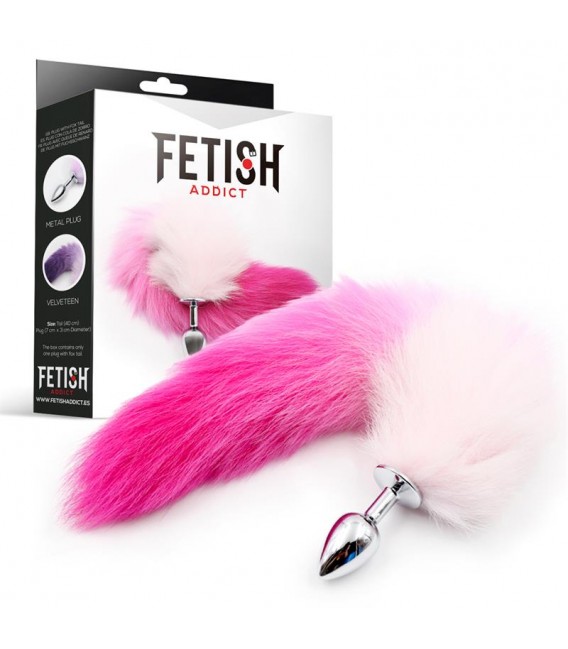 Plug Anal Cola Zorro Blanco Rosa Fetish Addict Talla S