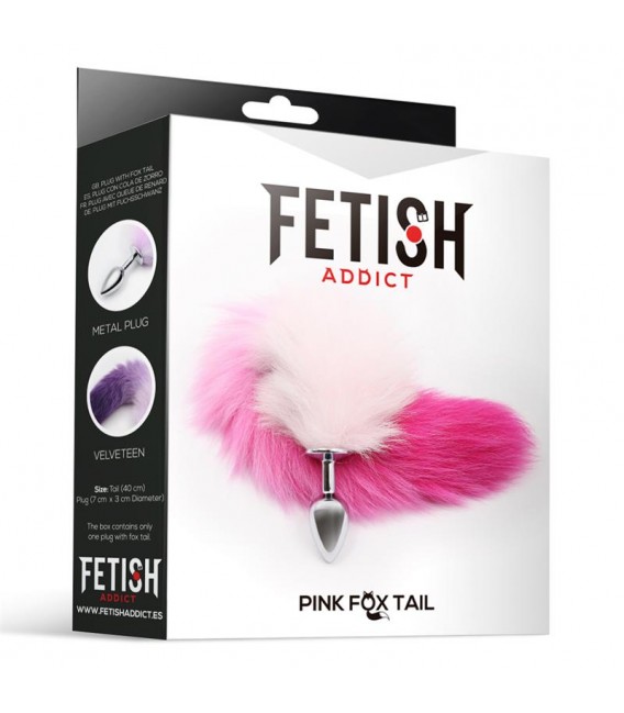 Plug Anal Cola Zorro Blanco Rosa Fetish Addict Talla S