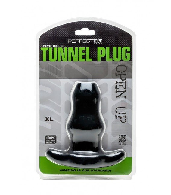 Double Tunnel Plug XL Negro y Transparente Perfect Fit