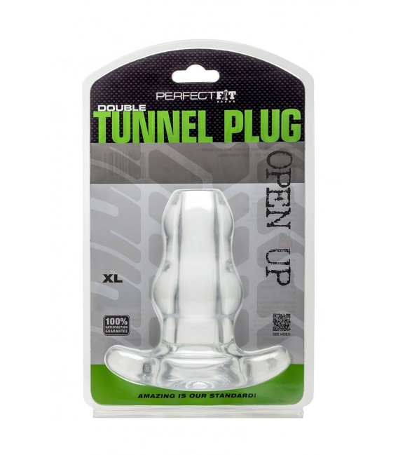 Double Tunnel Plug XL Negro y Transparente Perfect Fit