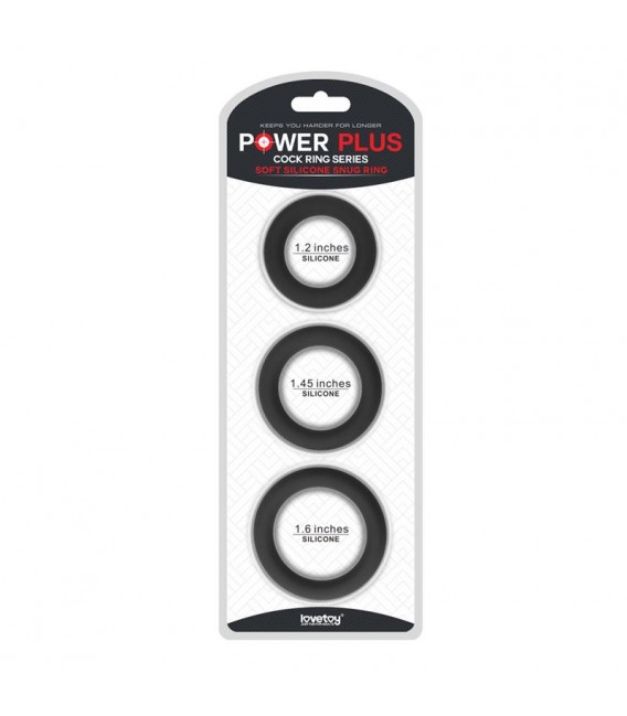 Power Plus 3 Anillos Pene flexibles negro
