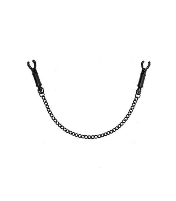 Pinzas con cadena para pezones de color negro de Pipedream