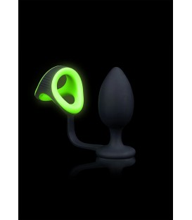 OUCH-ANILLO PARA EL PENE CON PLUG ANAL - GLOW IN THE DARK