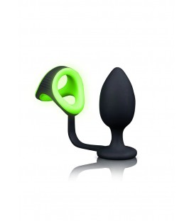 OUCH-ANILLO PARA EL PENE CON PLUG ANAL - GLOW IN THE DARK