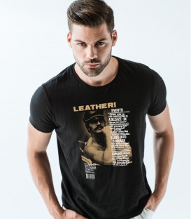 LEATHER Camiseta negra Diseño Cuero Gay BDSM