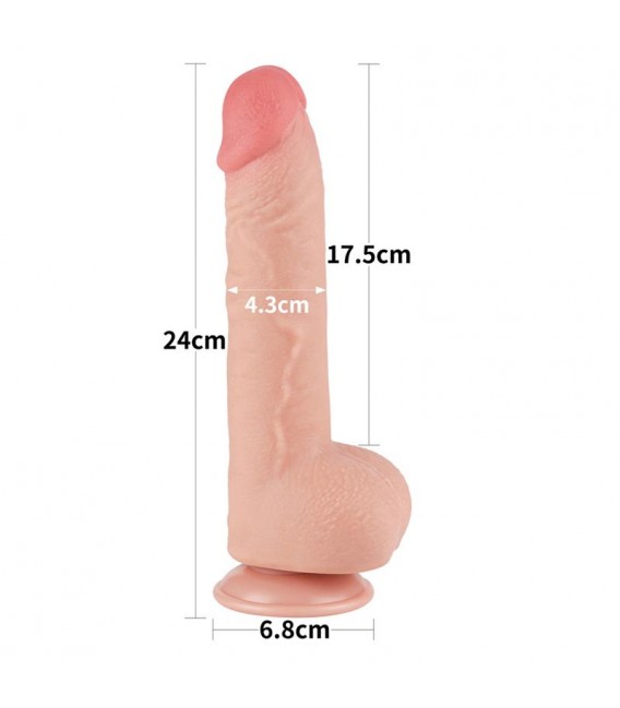 DILDO DUAL DENSITY PIEL DESLIZANTE 9.5"