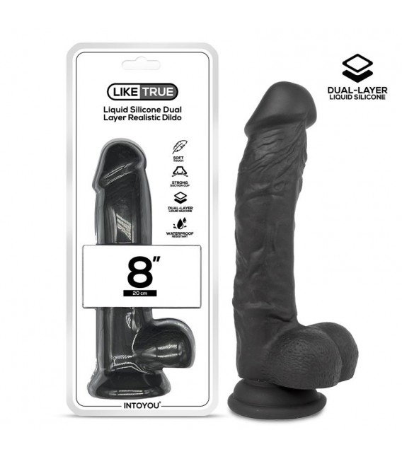 Dildo Realista Silicona con testículos Dual Layer 8" Liketrue